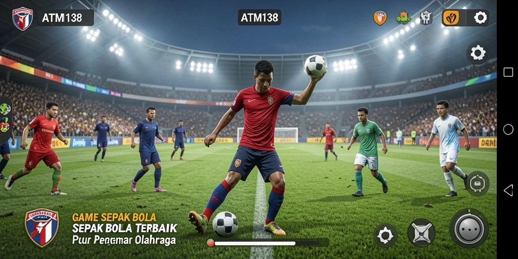 Screenshot gameplay ATM138 dengan suasana pertandingan sepak bola.
