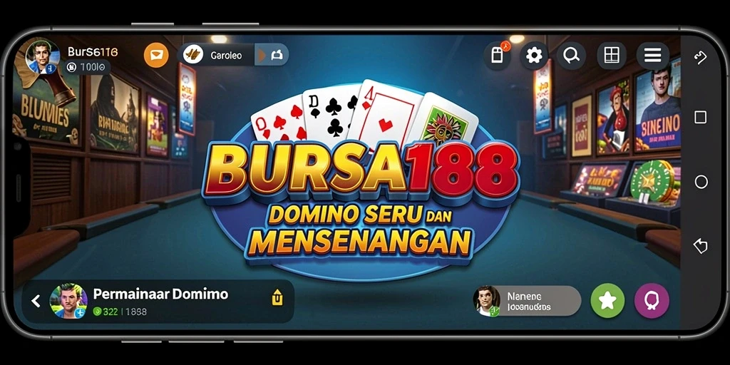 Screenshot BURSA188 menampilkan gameplay Domino yang seru dan interaktif.