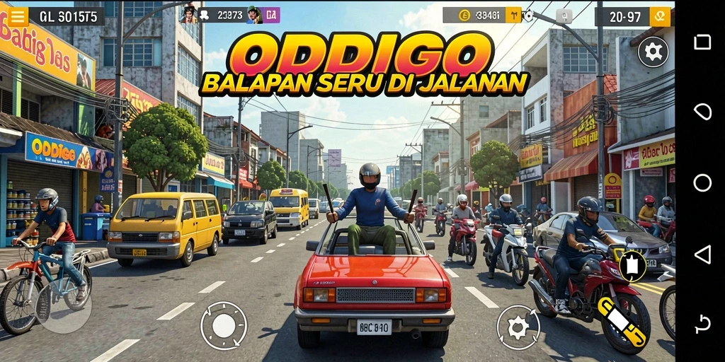 Gameplay seru ODDIGO dengan trek balap yang menantang.