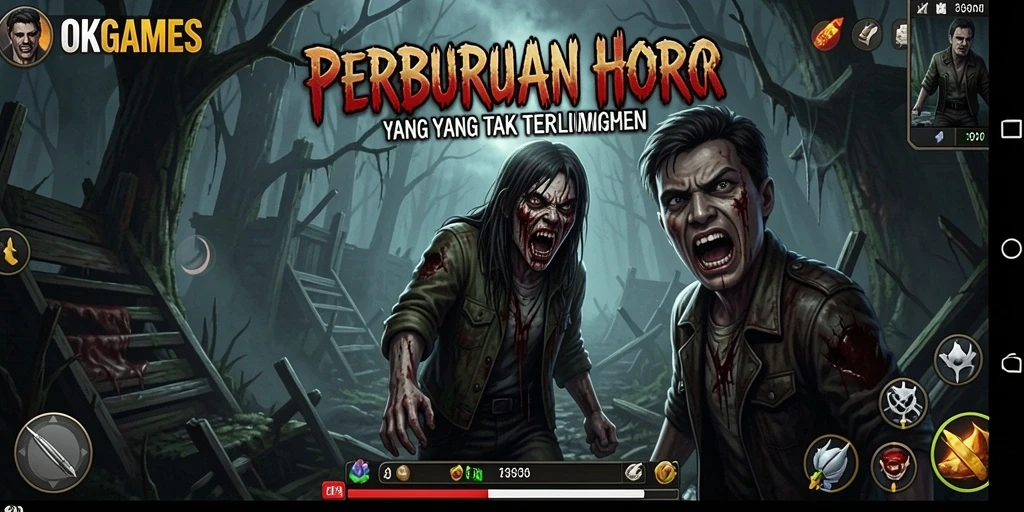 Screenshot menampilkan suasana menakutkan dalam gameplay OKGAMES.