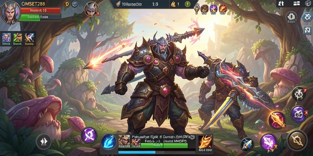 Screenshot gameplay OMSET288 dengan aksi pertempuran yang seru.