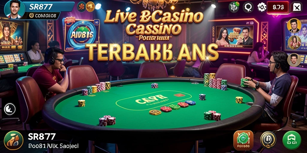 Screenshot gameplay SR877 menunjukkan dealer langsung memandu permainan dengan profesionalisme.