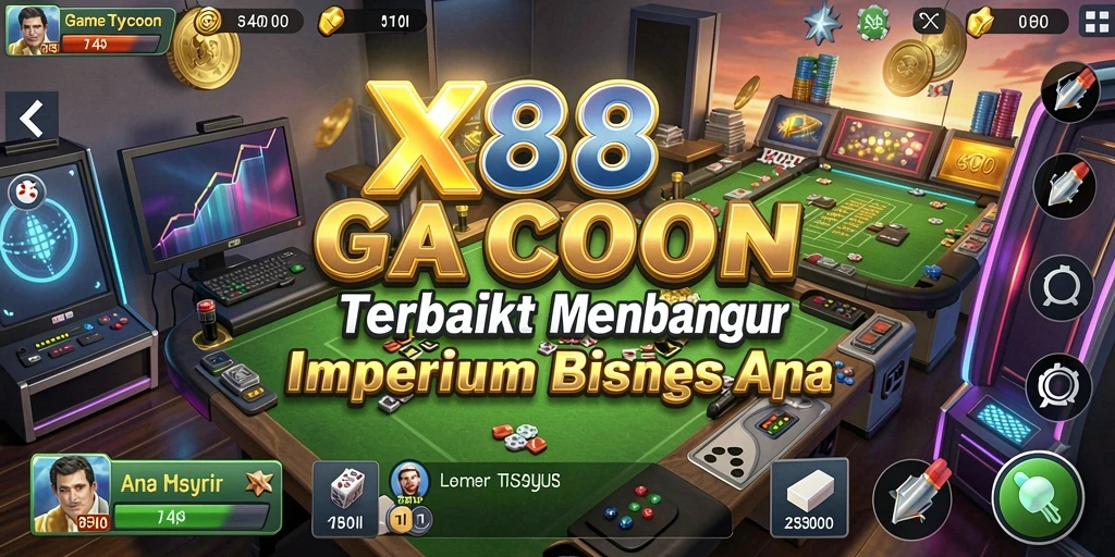 Screenshot X88 menampilkan gameplay seru dalam membangun bisnis Tycoon.