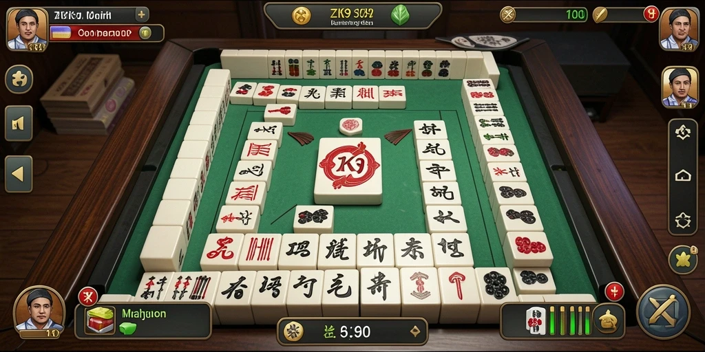 Tampilan gameplay ZK9 yang seru dan menantang dalam bermain Mahjong.